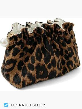 Cheetah Print Makeup Bag Travel Toiletry Cosmetic Pouch with Pearl Zipper